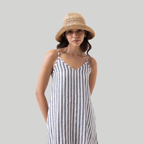 Reistor Women's White Short Striped Tent Dress With Back Tie In Black And White Stripes