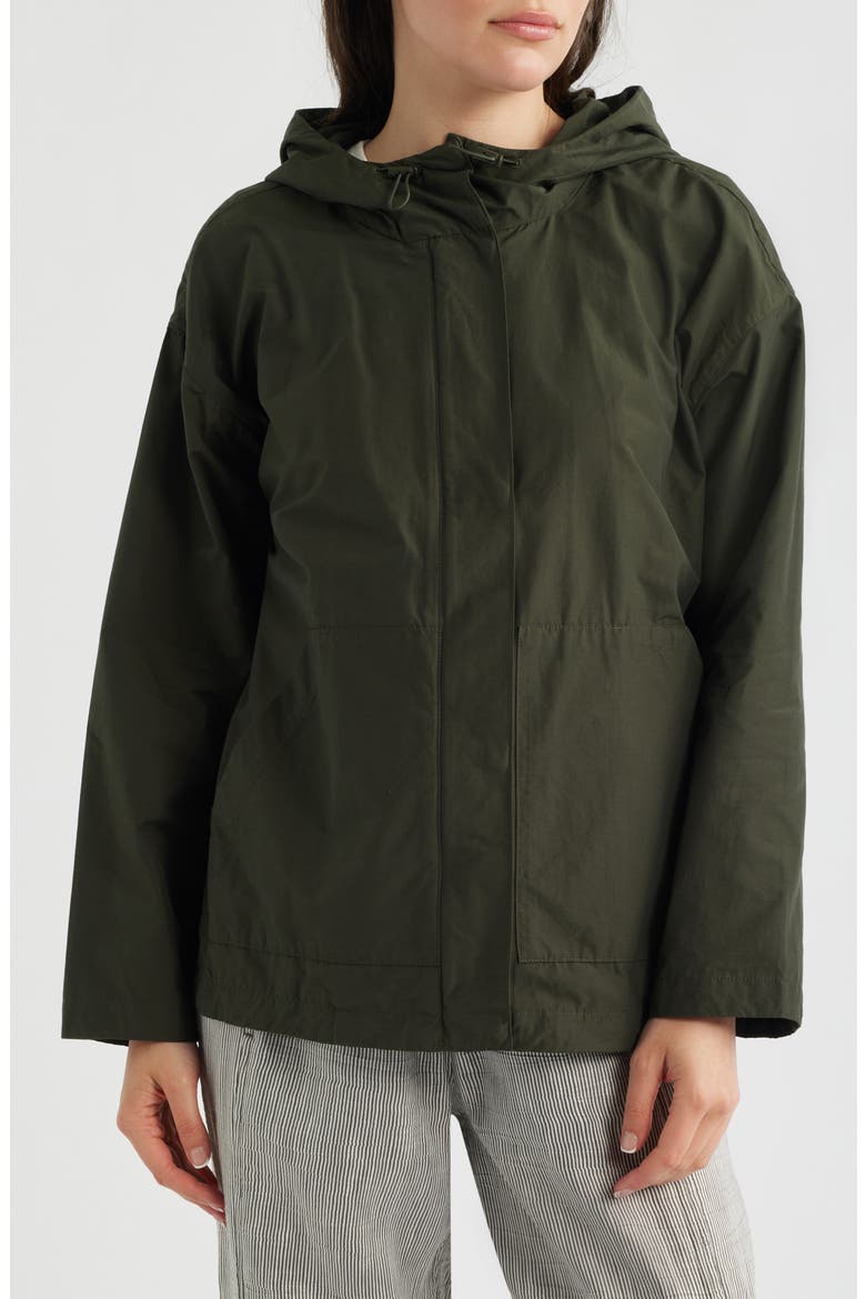 Hooded Organic Cotton & Recycled Nylon Jacket, Main, color, WOODLAND