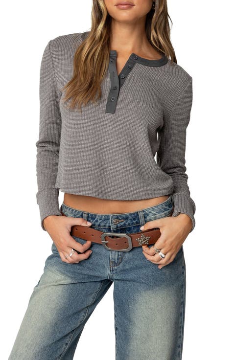 Ruth Long Sleeve Waffle Stitch Henley