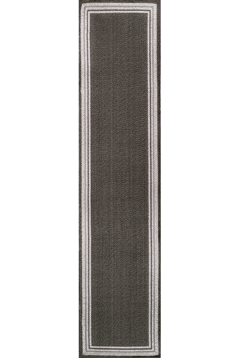 James Modern Border Stripe Indoor/Outdoor Area Rug, Main, color, Black/Cream