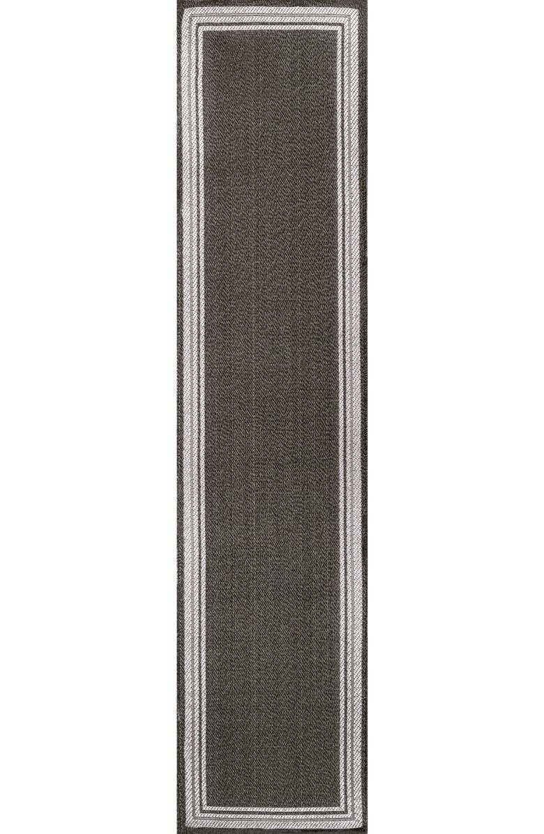 JONATHAN Y James Modern Border Stripe Indoor/Outdoor Area Rug, Main, color, Black/Cream