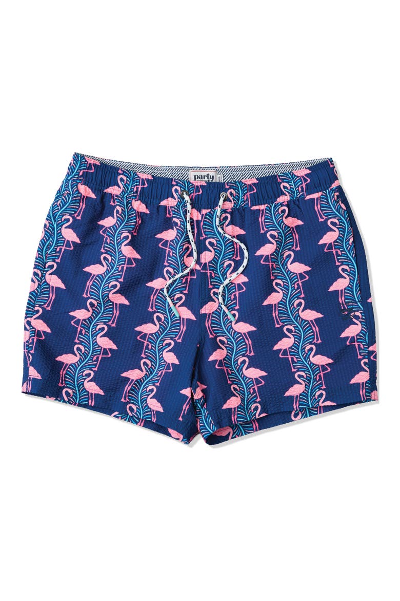 Flamingles Party Starter 5-Inch Swim Trunks, Alternate, color, NAVY BLUE