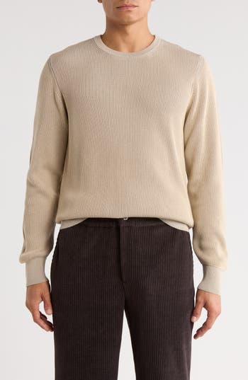 Bugatchi Cotton Rib Sweater In Neutral
