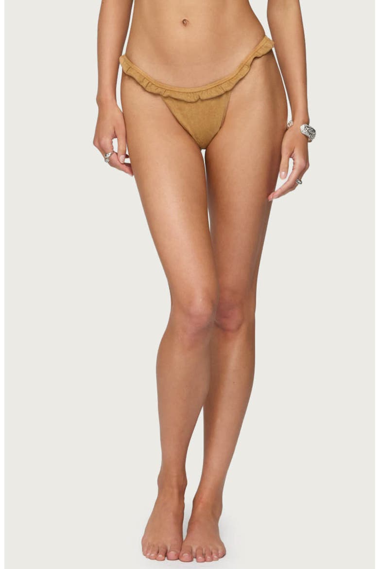 Gilda Faux Suede Bikini Bottoms, Alternate, color, BROWN