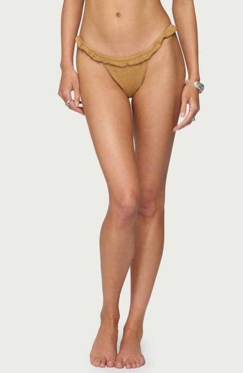 Edikted Gilda Faux Suede Bikini Bottoms In Brown