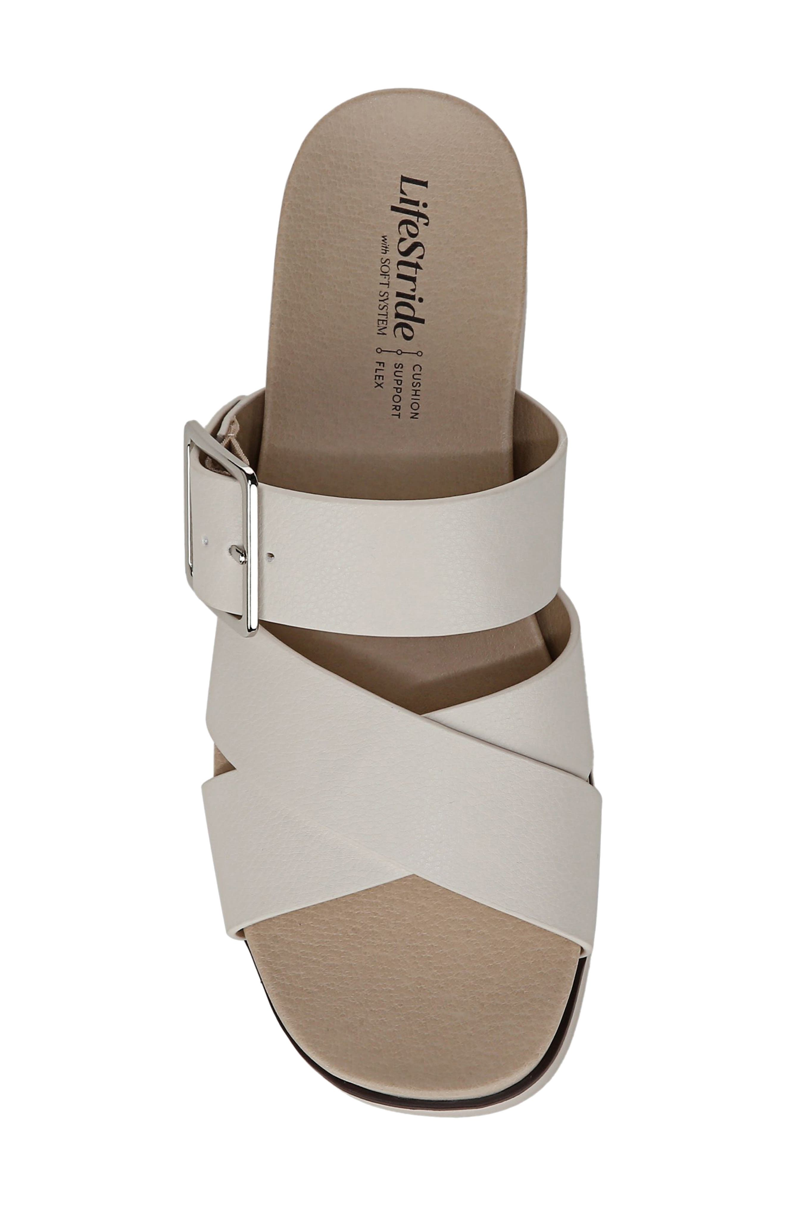 LifeStride Getaway Platform Slide Sandal, Alternate, color, Bone