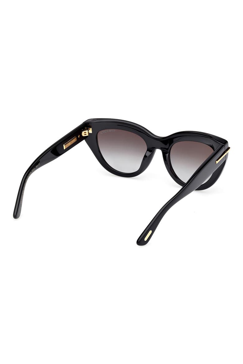 Icon 52mm Cat Eye Sunglasses, Alternate, color, SHINY BLACK BEVELED / SMOKE
