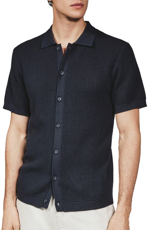 7 Diamonds Nash Knit Short Sleeve Button-up Shirt In Black
