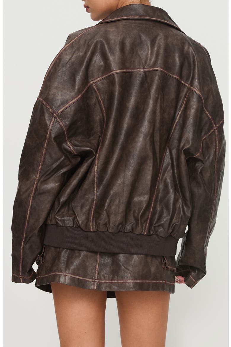 Tanza Faux Leather Jacket, Alternate, color, BROWN / RED