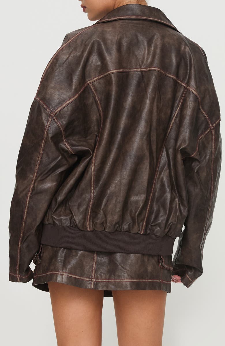 Princess Polly Tanza Faux Leather Jacket, Alternate, color, Brown / Red