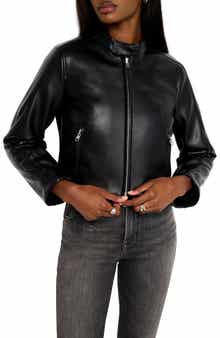 Good American Better Than Leather Fitted Faux Leather Moto Jacket