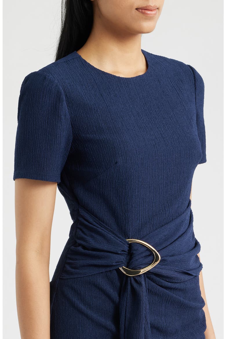 Side Tie Textured Knit Dress, Alternate, color, NAVY