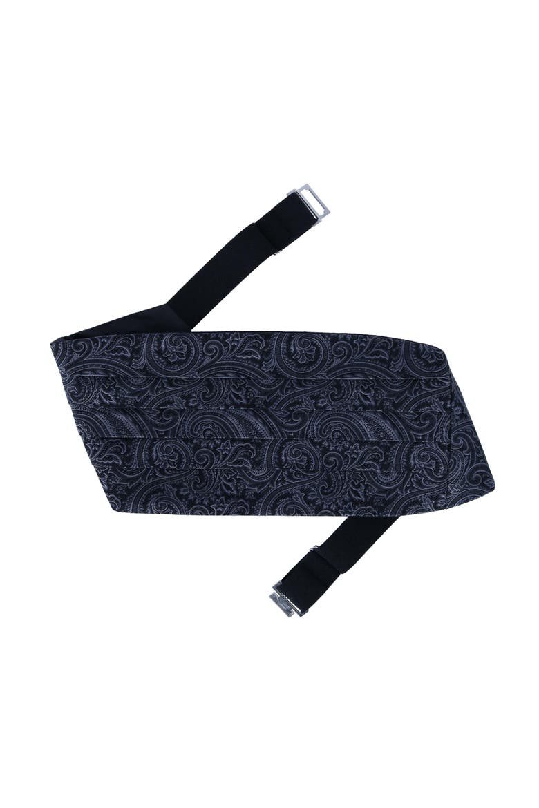 Sobee Paisley Silk Cummerbund, Alternate, color, Black Paisley