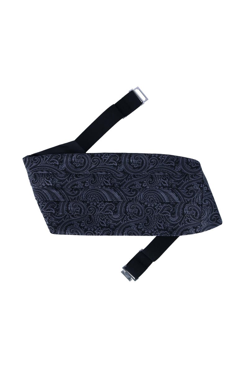 Trafalgar Sobee Paisley Silk Cummerbund, Alternate, color, Black Paisley
