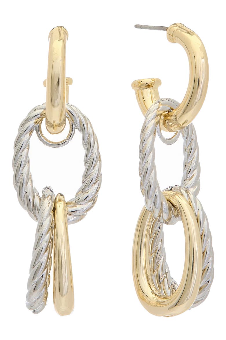 Two-Tone Chain Drop Earrings, Main, color, TWO TONE