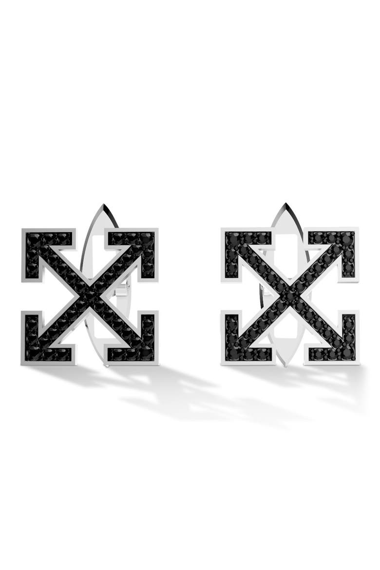 Lab Grown Black Diamond Arrow Cuff Links, Main, color, SILVER