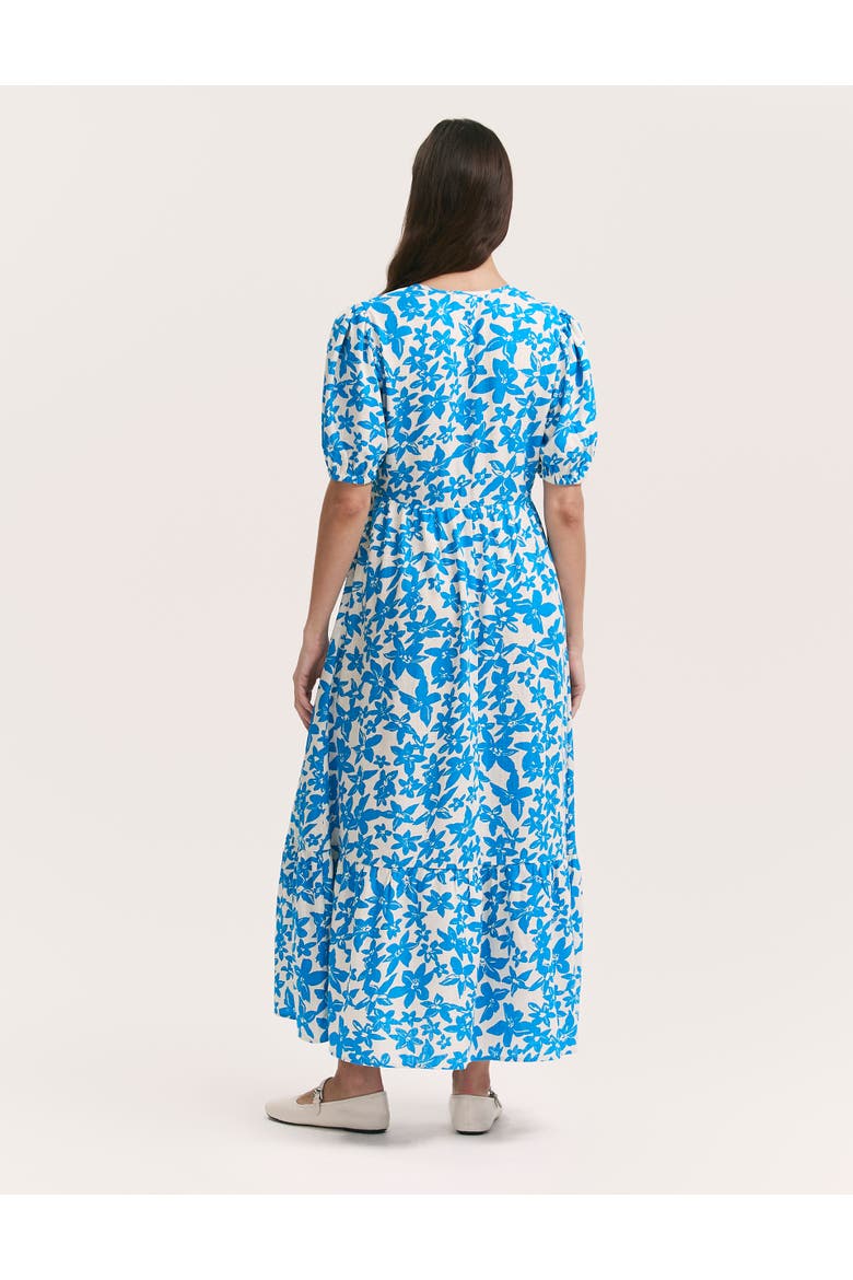 Sabine Floral Tiered Midi Dress, Alternate, color, Blue Flowers