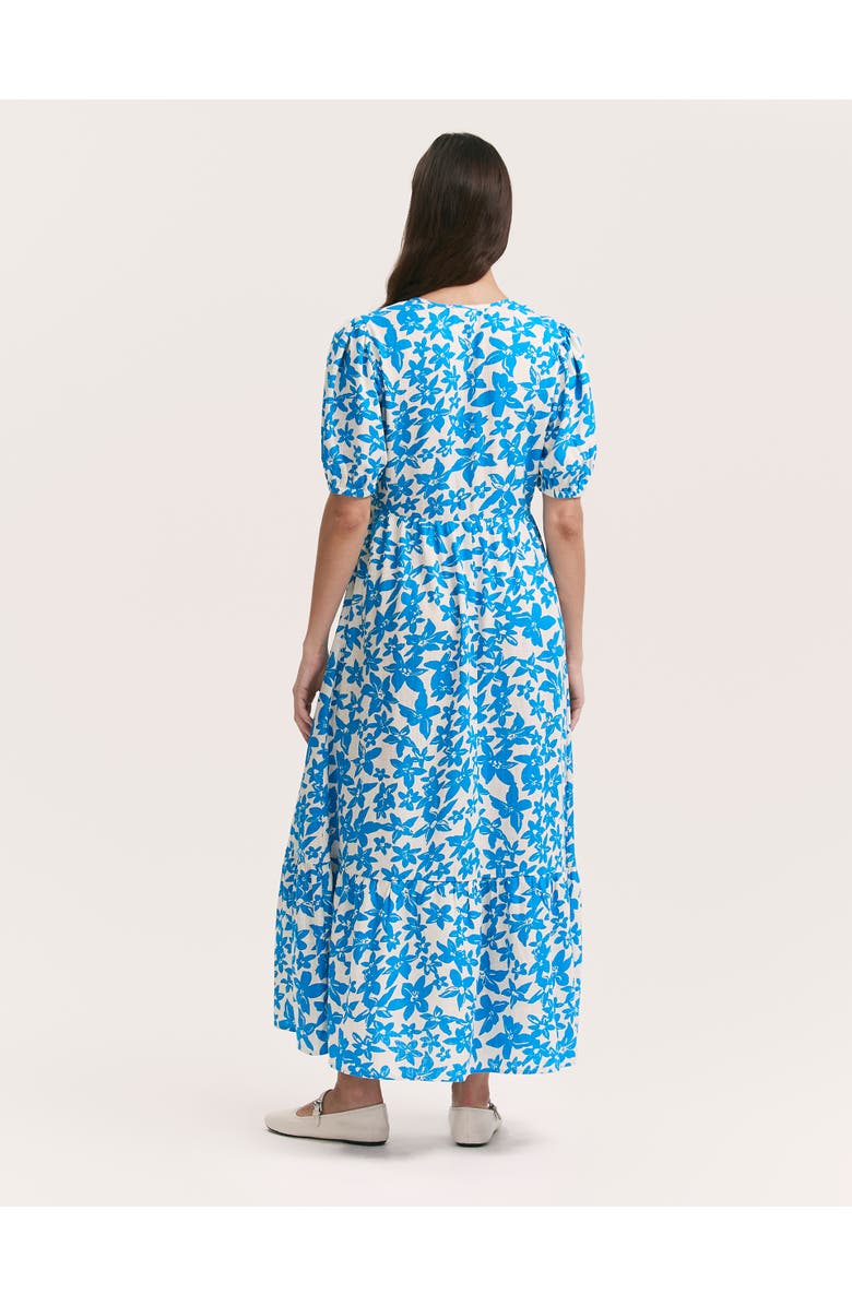 Finery London Sabine Floral Midi Tiered Dress, Alternate, color, Blue Flowers