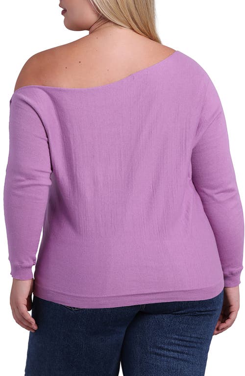 Shop Minnie Rose One-shoulder Cotton & Cashmere Sweater In Purple Heart