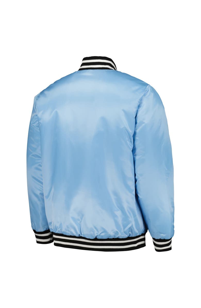 STARTER Men's Starter Light Blue Chicago Cubs Cross Bronx Fashion Satin Full-Snap Varsity Jacket, Alternate, color, Light Blue