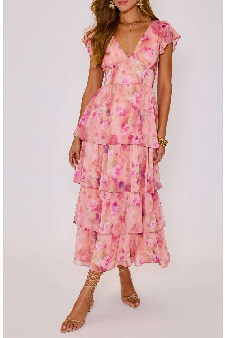 april floral organza ruffle tiered maxi dress Francesca's Collections | Dresses | April Floral Organza Ruffle Tiered Maxi  Dress