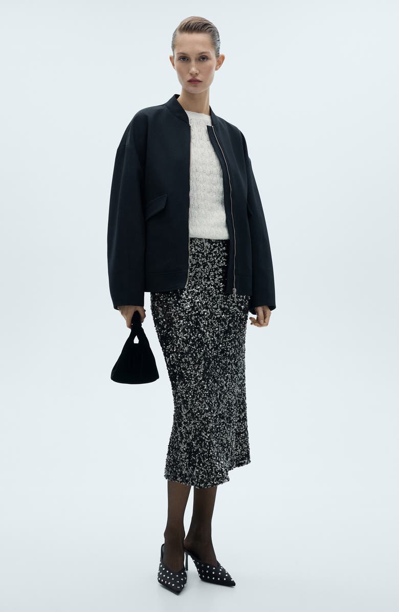 MANGO Metallic Open Stitch Sweater, Alternate, color,