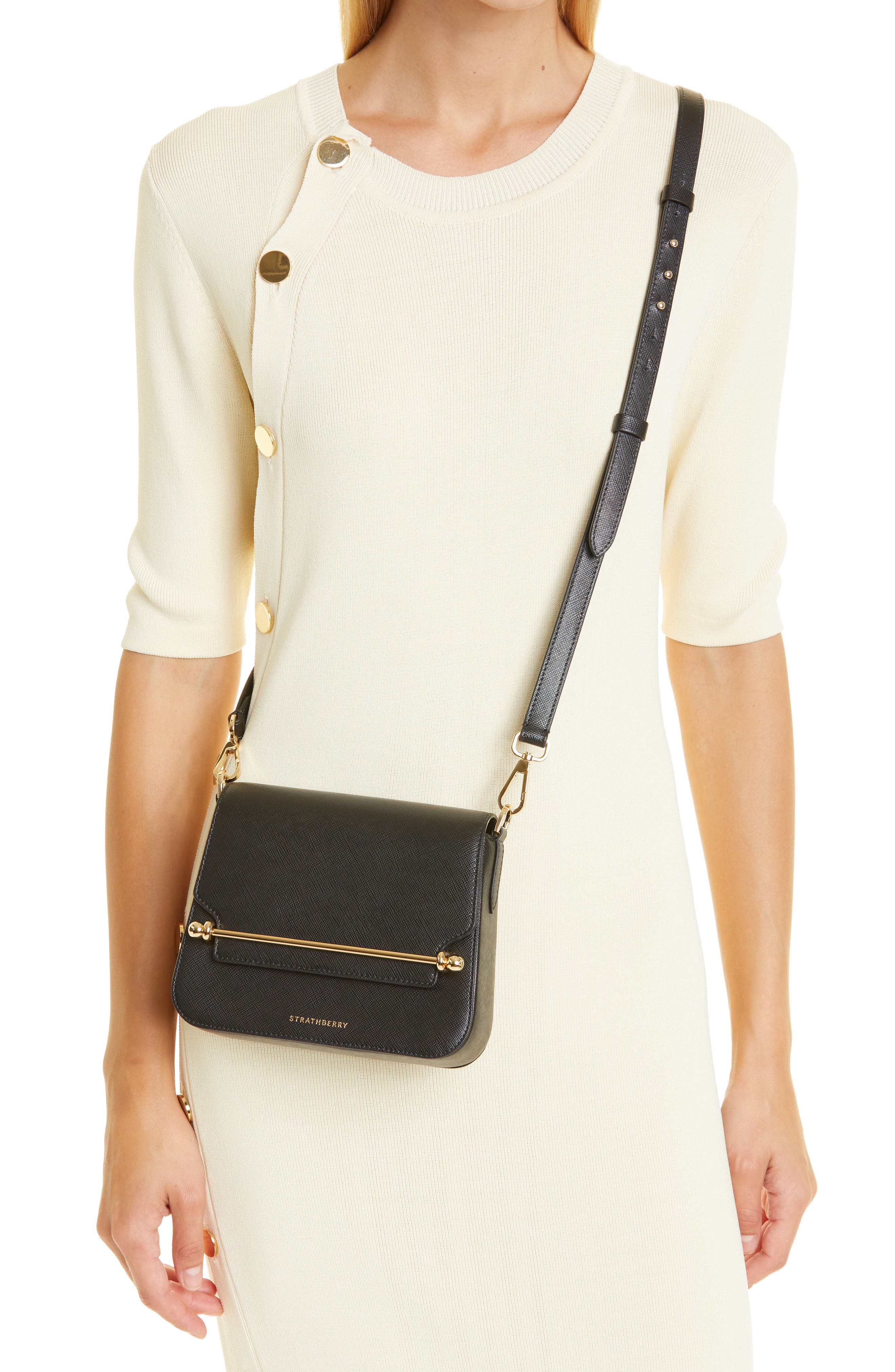 Strathberry Mini Ace Leather Crossbody Bag, Alternate, color, 