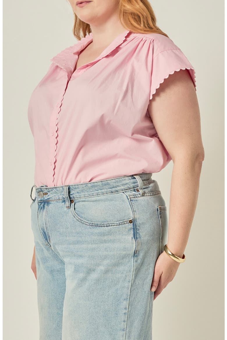 Ric-Rac Cotton Shirt, Alternate, color, PINK
