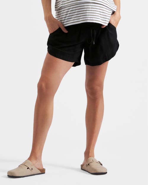 Ripe Maternity Byron Smocked Waist Maternity Shorts In Black