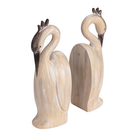 Resin Heron Bookends, Cream