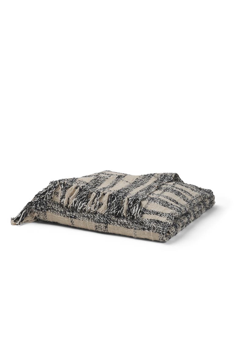 Pendle Plaid Pattern Cotton Throw Blanket, Main, color, Black