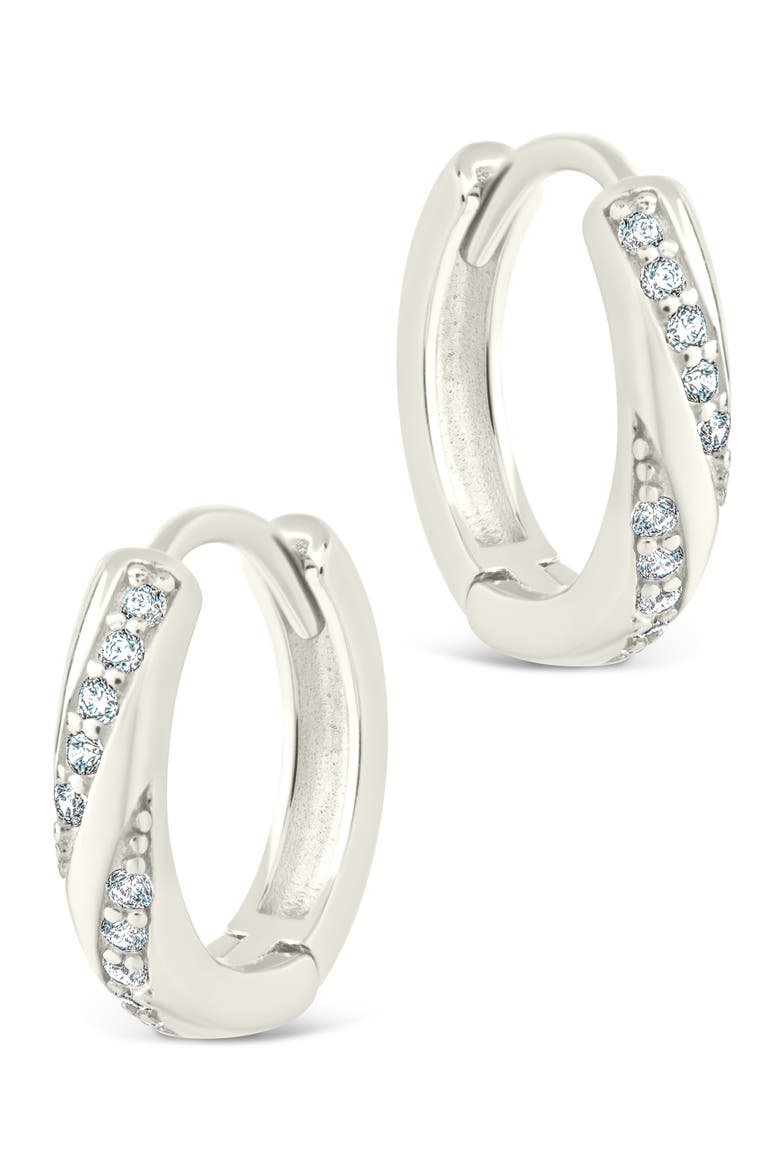 Adelise Cubic Zirconia Hoop Earrings, Main, color, SILVER