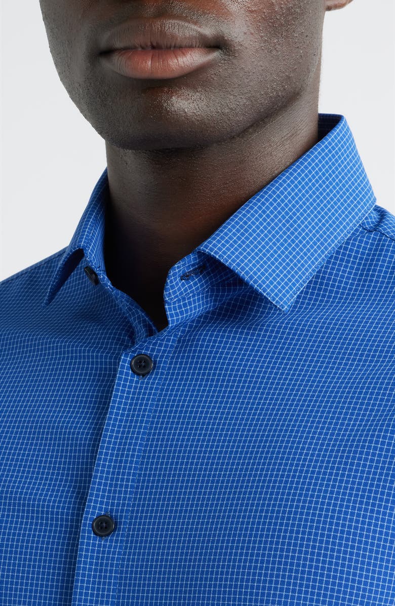 Mizzen+Main Leeward Trim Fit Grid Performance Button-Up Shirt, Alternate, color, Cobalt Jared Grid