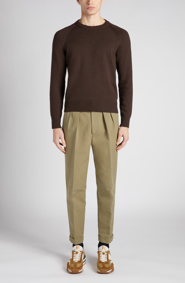TOM FORD Cotton & Cashmere Crewneck Sweater, Alternate, color, Kb780 Ebony