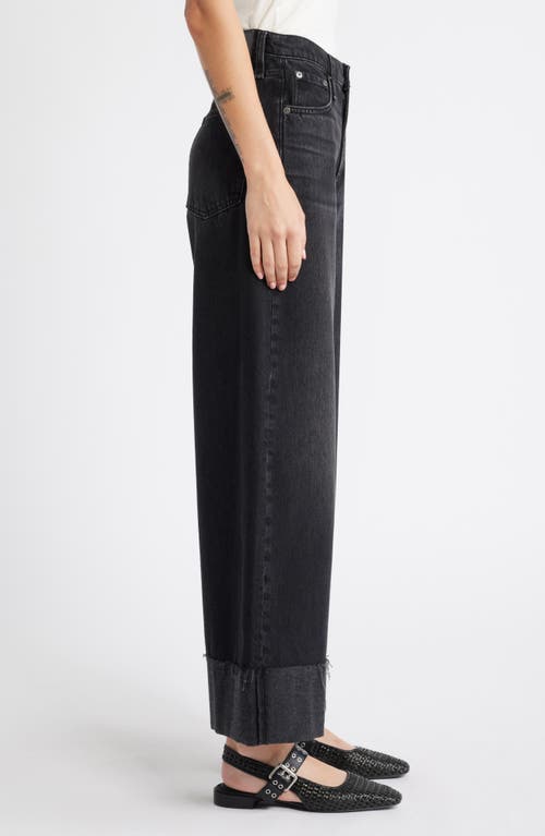 Rag & Bone Sofie Cuffed High Waist Wide Leg Jeans In Black
