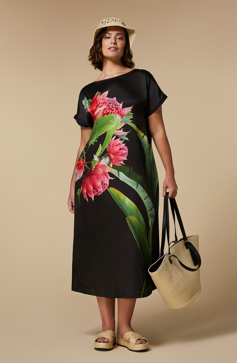 Marina Rinaldi Cadine Floral Print Jersey Dress, Alternate, color,