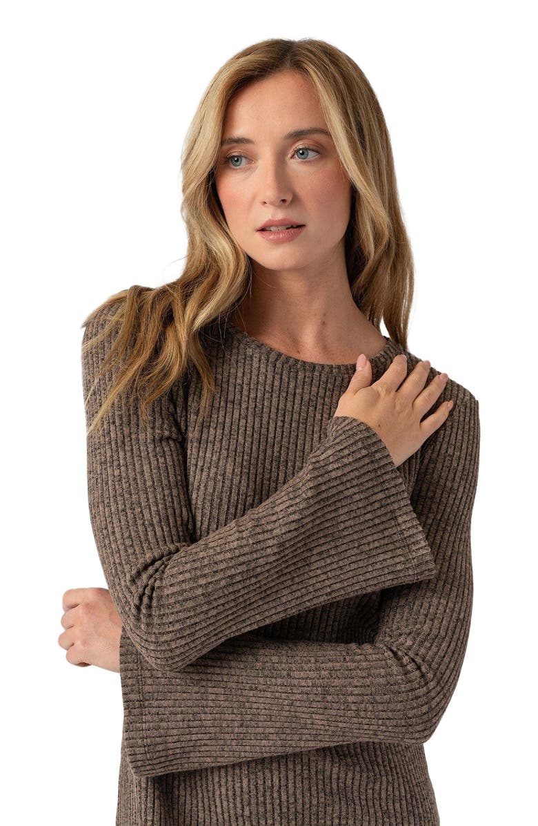 Saint + Sofia Callie Fluted Midi Dress, Alternate, color, Beige