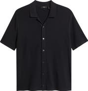 Theory Short Sleeve Knit Button-Up Shirt