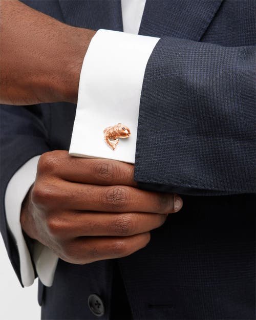 Jan Leslie Koi Fish Mother Of Pearl Sterling Cufflinks In Gold