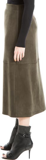 Faux Suede A-Line Midi Skirt