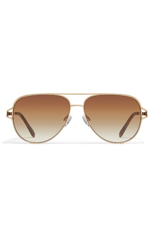 QUAY Key Twist 60mm Gradient Aviator Sunglasses in Brushed Gold/sepia at Nordstrom
