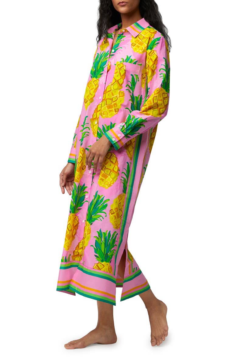 BedHead Pajamas Pineapple Print Organic Cotton Nightshirt, Alternate, color, Pineapple
