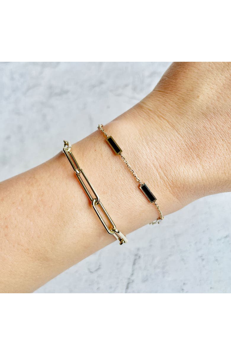 The Lovery Fine Jewelry Onyx Bar Chain Bracelet, Alternate, color, Onyx