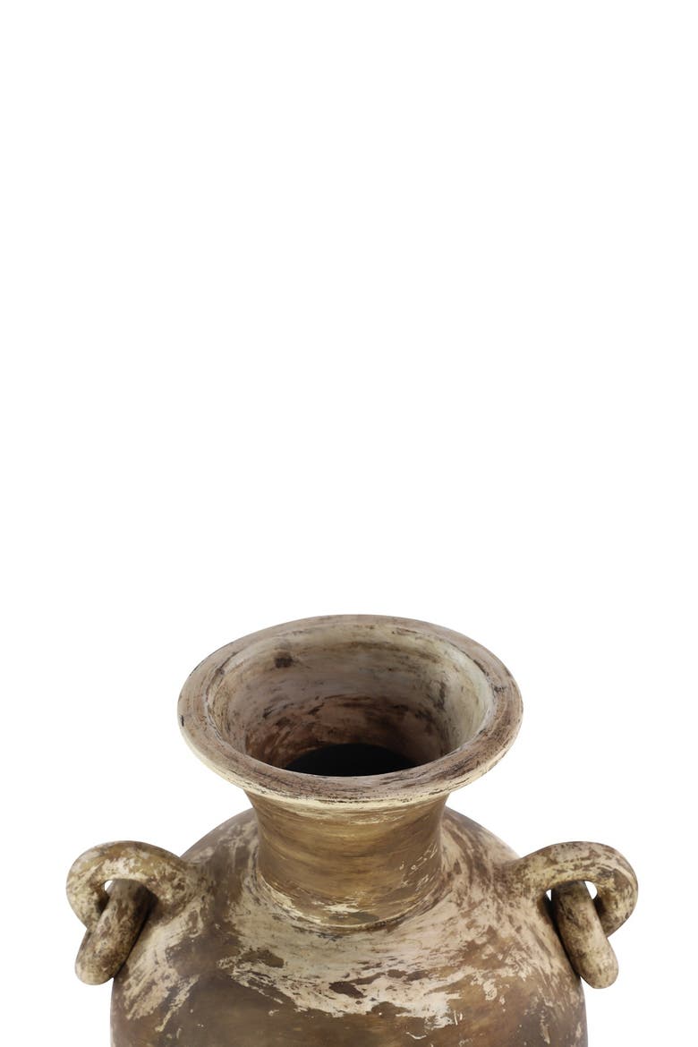 Distressed Beige & Brown Large Ceramic Amphora Floor Vase, Alternate, color, BEIGE
