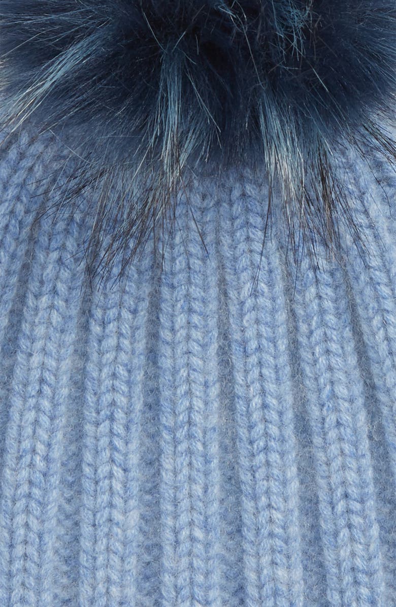 Halogen<sup>®</sup> x Atlantic-Pacific Cashmere Beanie with Faux Fur Pom, Alternate, color,