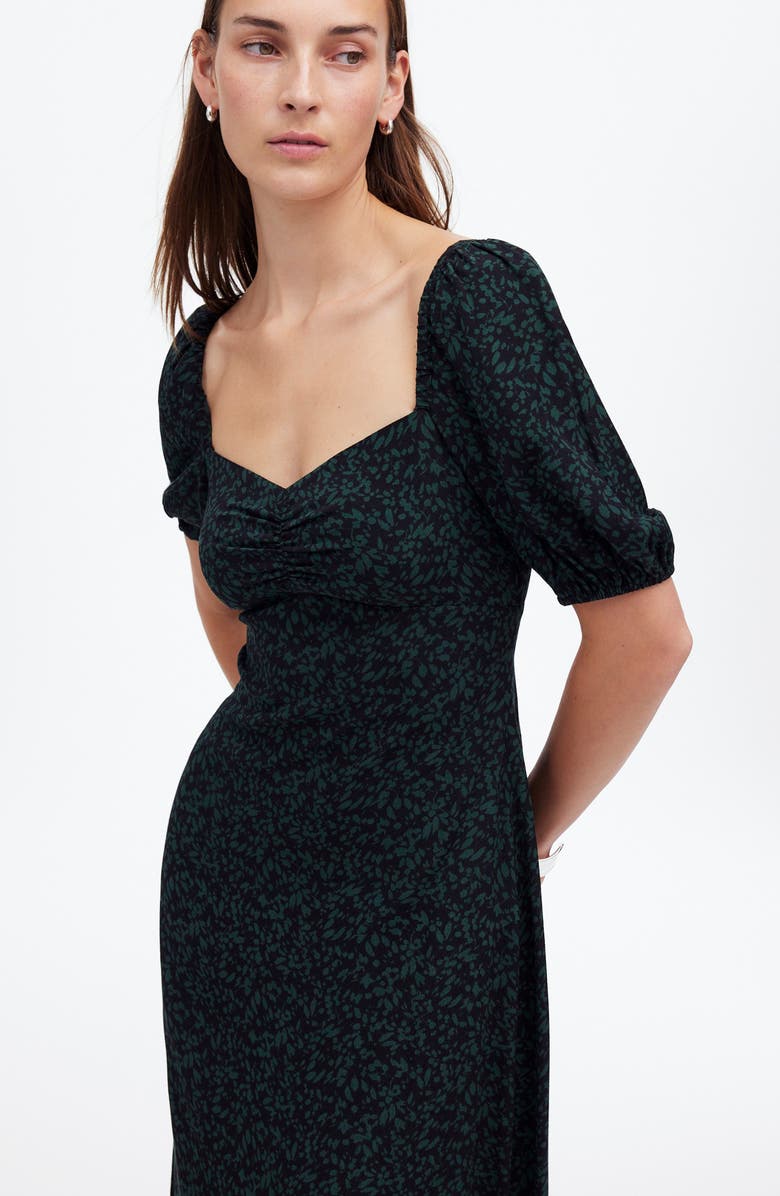 Puff Sleeve Sweetheart Midi Dress
