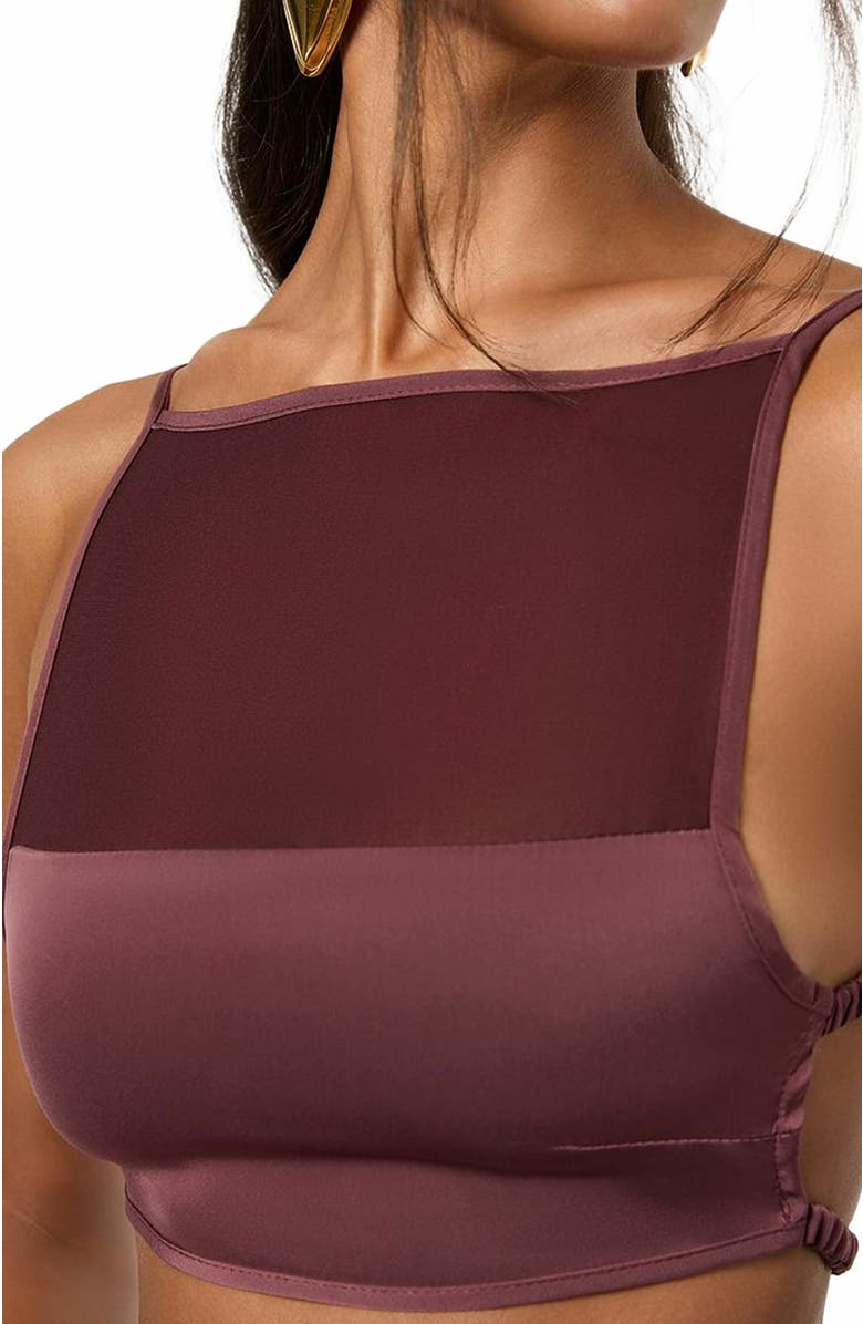WeWoreWhat Square Neck Cami Top, Alternate, color, Merlot