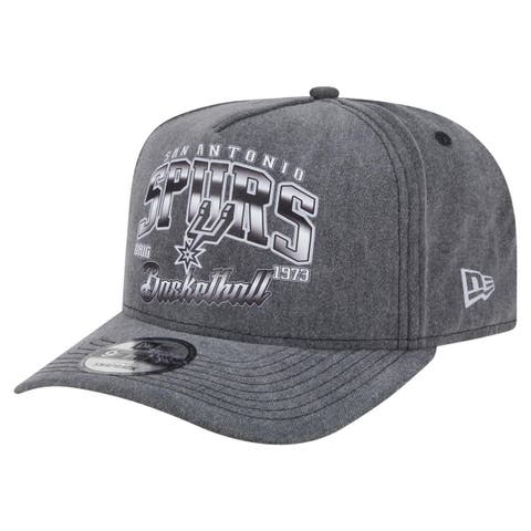Men's New Era  Charcoal San Antonio Spurs Throwback Washed Pre-Curved 9FIFTY Snapback Hat
