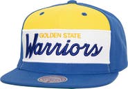 Mitchell & Ness Men's Mitchell & Ness White/Royal Golden State Warriors Retro Sport Color Block Script Snapback Hat