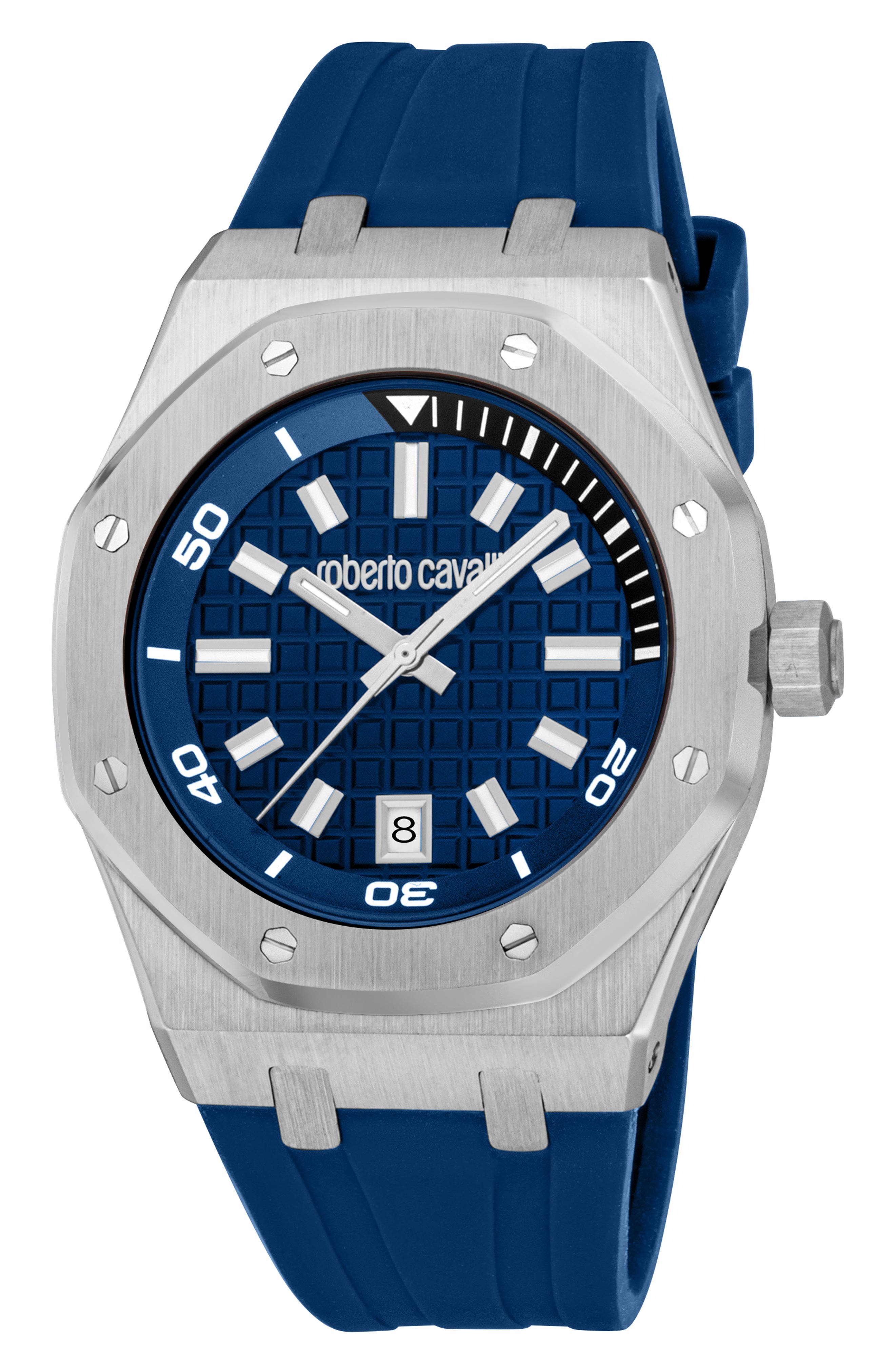 Impero Octagonal Quartz Rubber Strap Watch, 42mm x 53mm